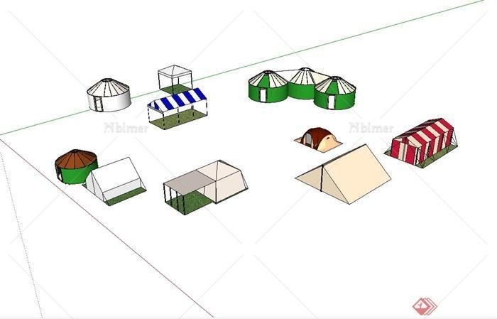 多种不同的野营帐篷设计su模型[原创]