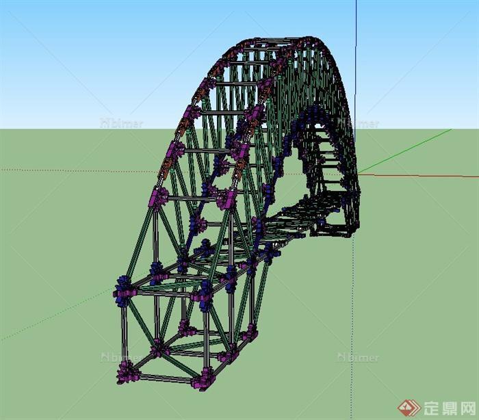 钢架结构景观彩色桥设计SU模型[原创]