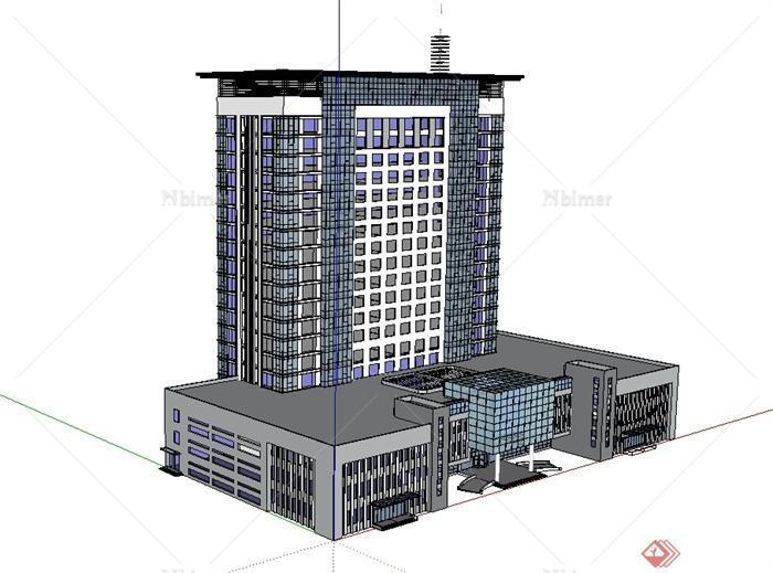现代风格详细高层办公大楼设计SU模型[原创]