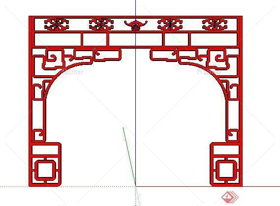 中式景观组合中式隔断2SketchUp(SU)3D模型