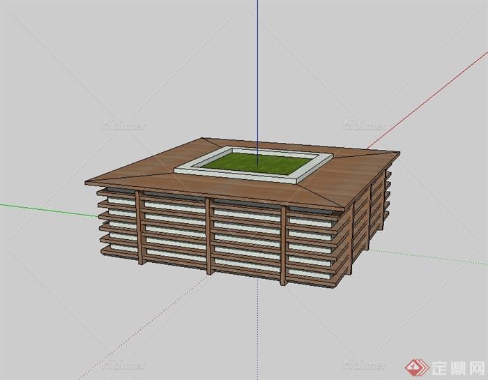 现代风格精致树池设计su模型[原创]
