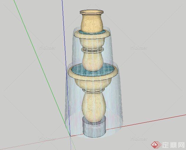 陶罐组合景观跌水钵SketchUp(SU)3D模型