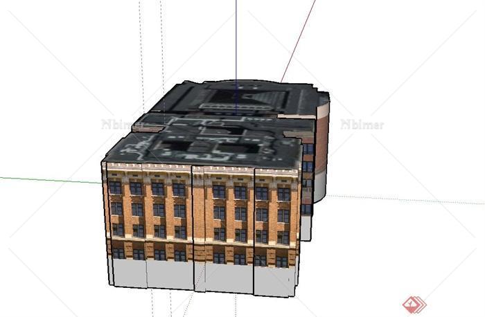 某四层砖砌住宅建筑设计SU模型