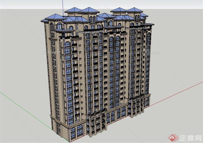 某高层现代风格小区住宅建筑设计SU模型
