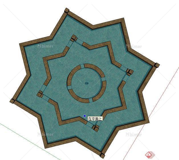 八角形景观节点水池设计SU模型[原创]