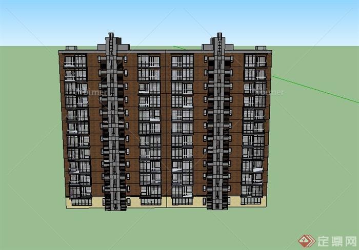 某现代居民住宅建筑设计SU模型