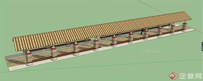东南亚风格廊道设计SU模型