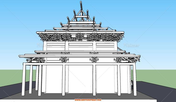 中式古建筑木结构模型