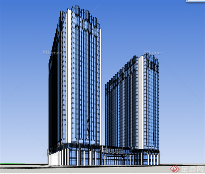 五星级酒店建筑设计sketchup模型与高清效果图[原