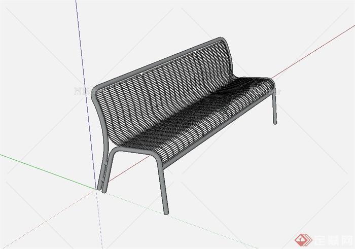 现代铁艺长坐凳设计su模型[原创]