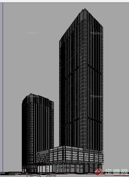 超高层办公酒店综合体建筑Su模型[原创]