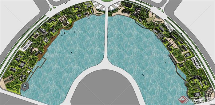 某滨水公园景观设计方案su模型