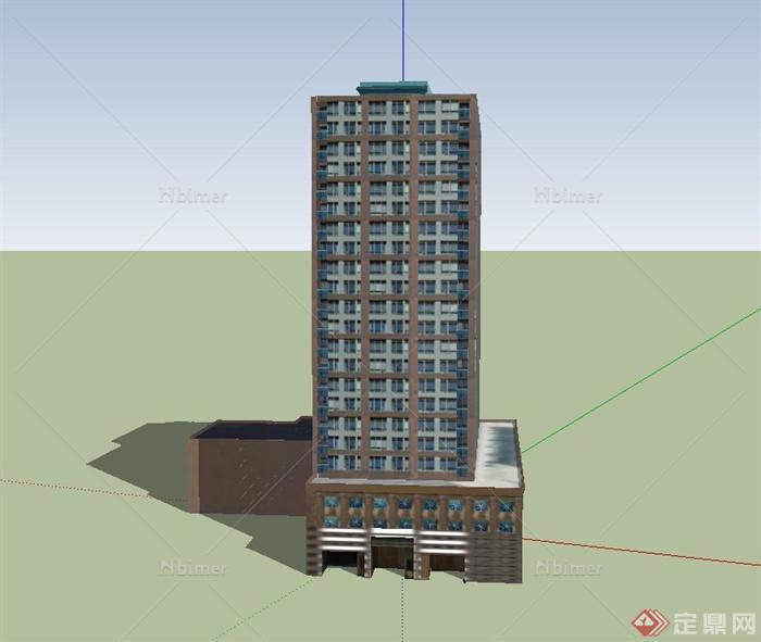 现代某都市酒店建筑设计SU模型