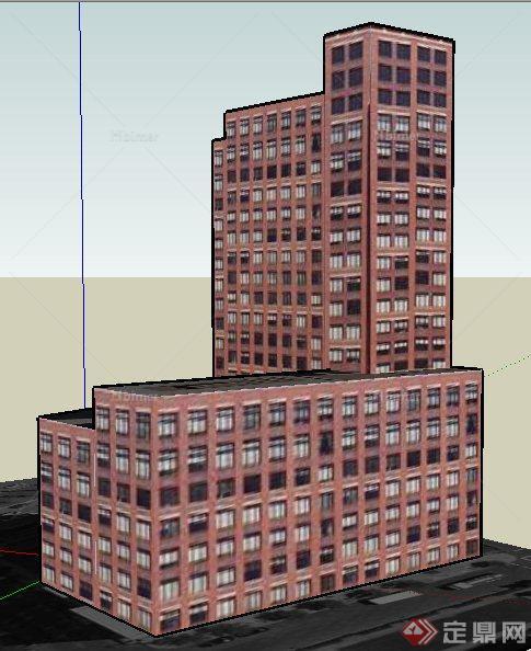 一栋高层写字楼办公建筑SU模型