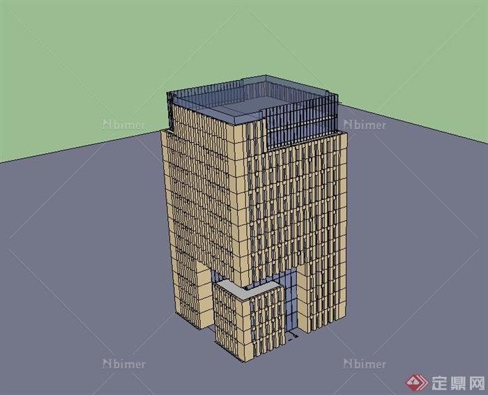 两栋现代风格办公大楼设计su模型[原创]