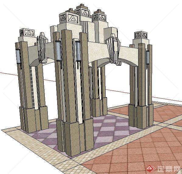 某现代风格景观方亭su模型