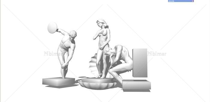 3款欧式人物雕塑su模型[原创]