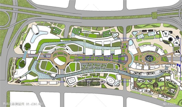 B80商业区规划sketchup模型商业街建筑景观设计模