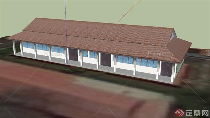 单层宿舍建筑设计SU模型