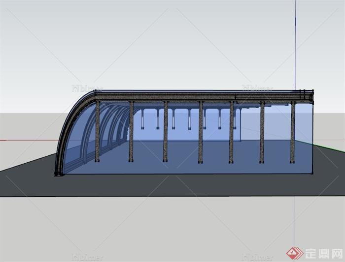 现代玻璃菜棚设计SU模型