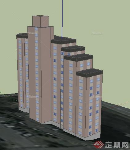 某现代高层拼接住宅建筑设计SU模型