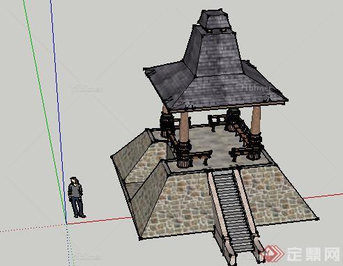 园林景观之东南亚风格景观亭设计su模型11