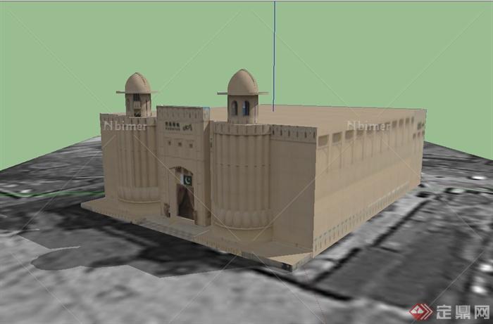 巴基斯坦文化展览馆建筑设计su模型[原创]