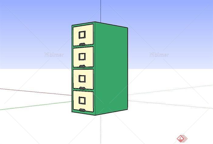 现代多层抽屉柜设计su模型