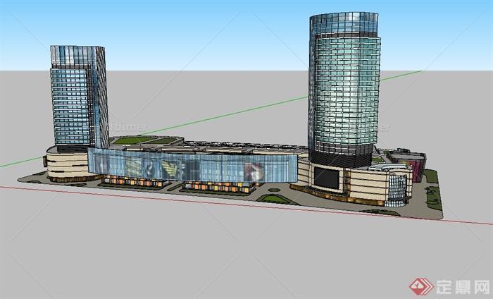 现代商城、办公楼综合建筑设计su模型