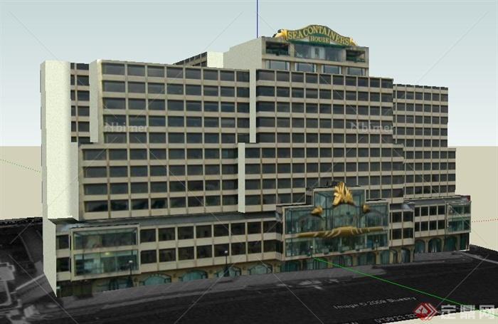 现代海事馆大楼建筑设计SU模型
