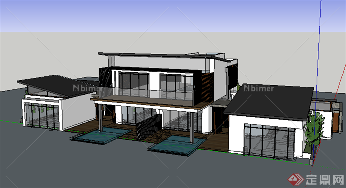 某现代风格独栋别墅建筑设计SU模型素材47