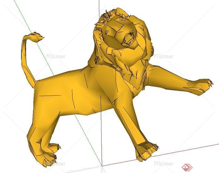 园林景观狮子雕塑设计SU模型