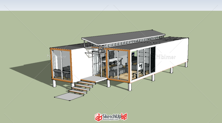 简单集装箱别墅  附上模型一枚