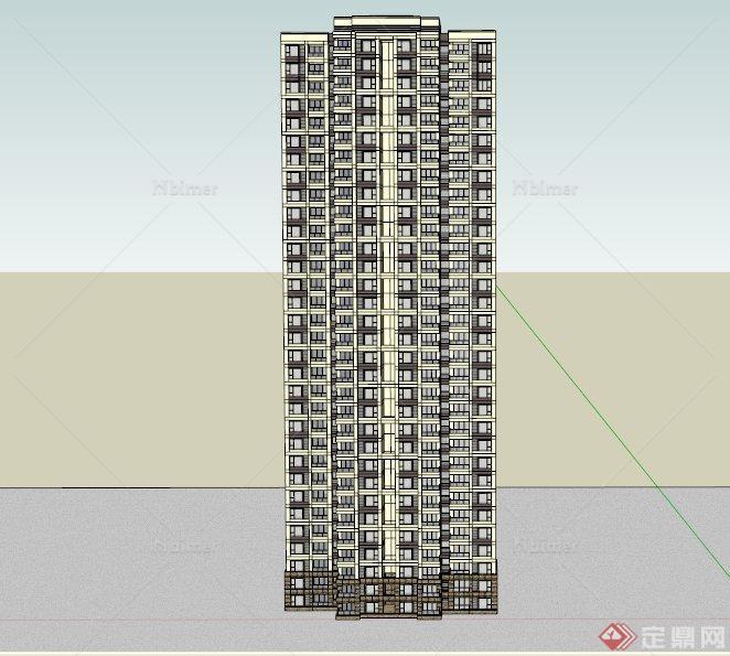 某现代电梯房住宅建筑设计SU模型