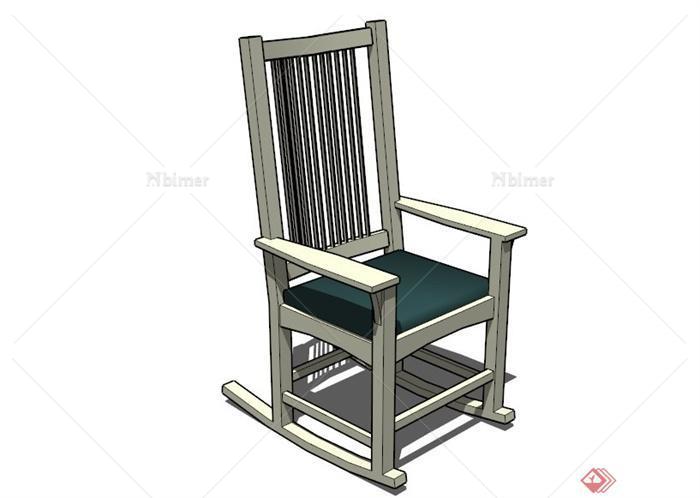 现代高靠背木制摇椅设计SU模型