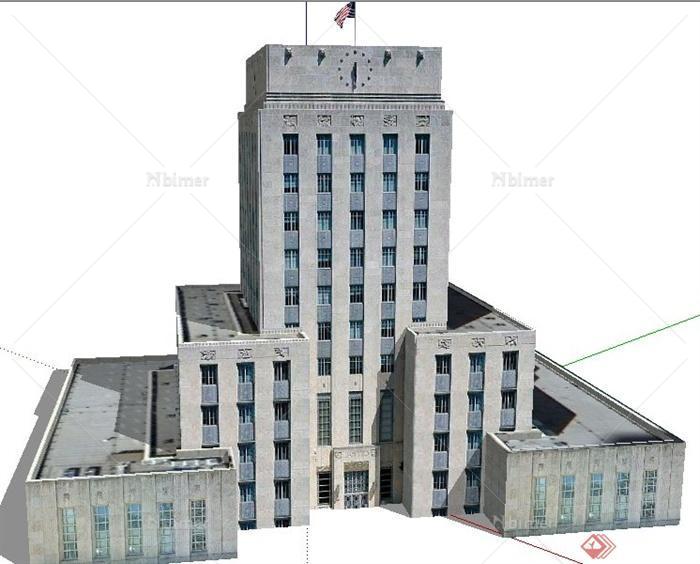 现代风格议会办公大楼建筑设计SU模型