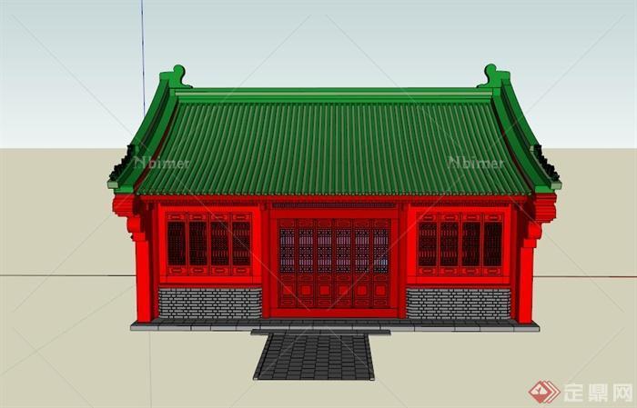 某古典中式雷祖殿建筑设计SU模型