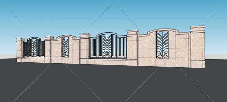 围墙护栏(79942)su模型下载