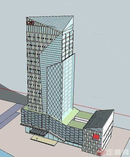 简约高层金融中心办公大厦建筑设计su模型[原创]
