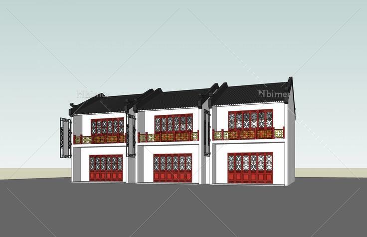 中式小商业楼(44159)su模型下载