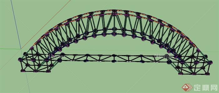 钢架结构景观彩色桥设计SU模型[原创]