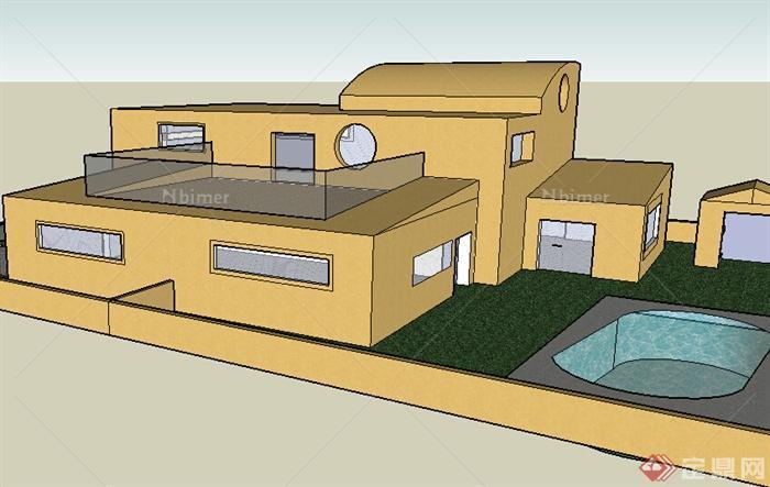 某小型多层建筑别墅设计SU模型