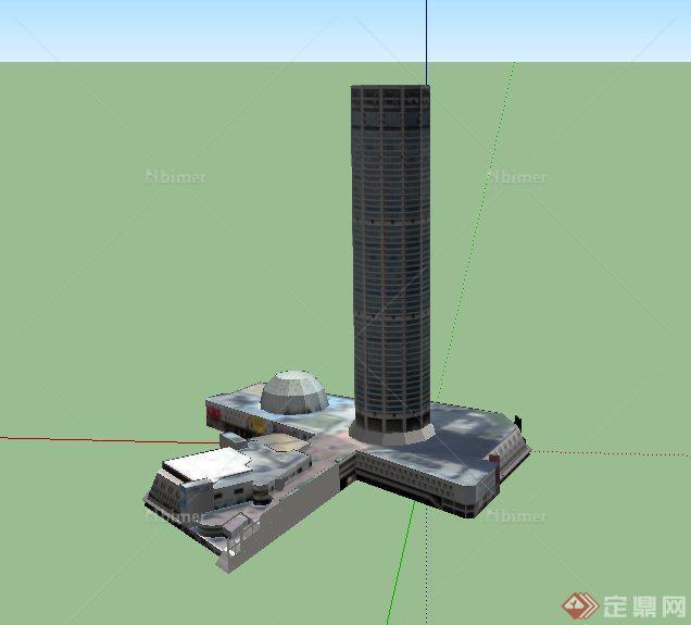 某超高层裙带式商业与办公建筑设计SU模型