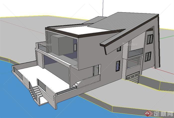 某现代风格别墅建筑设计SU模型6