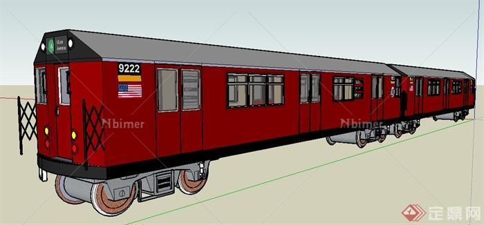 两节火车车厢su模型