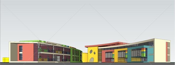 某现代风格多层完整详细的幼儿园建筑设计su模型