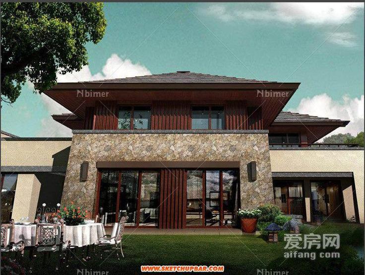 万科郡西别墅，抄绘练习作，附效果图和模型，谢