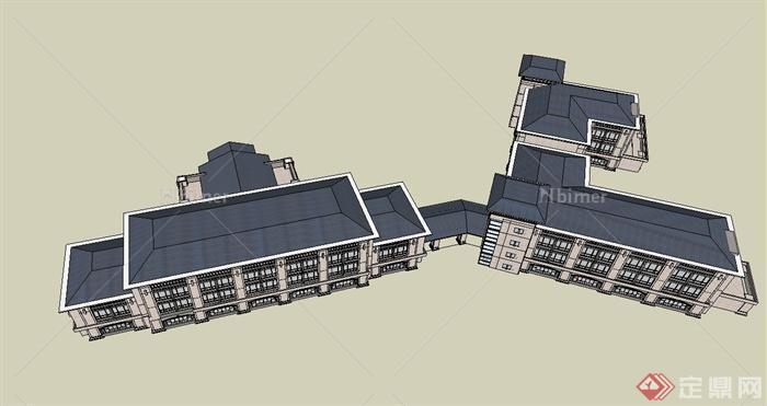 某地多层度假酒店建筑设计SU模型