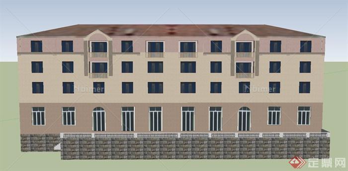 某四层联排居民住宅建筑设计SU模型