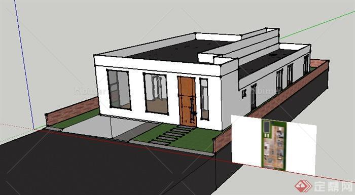 某住宅住宅建筑带车库、游泳池设计su模型